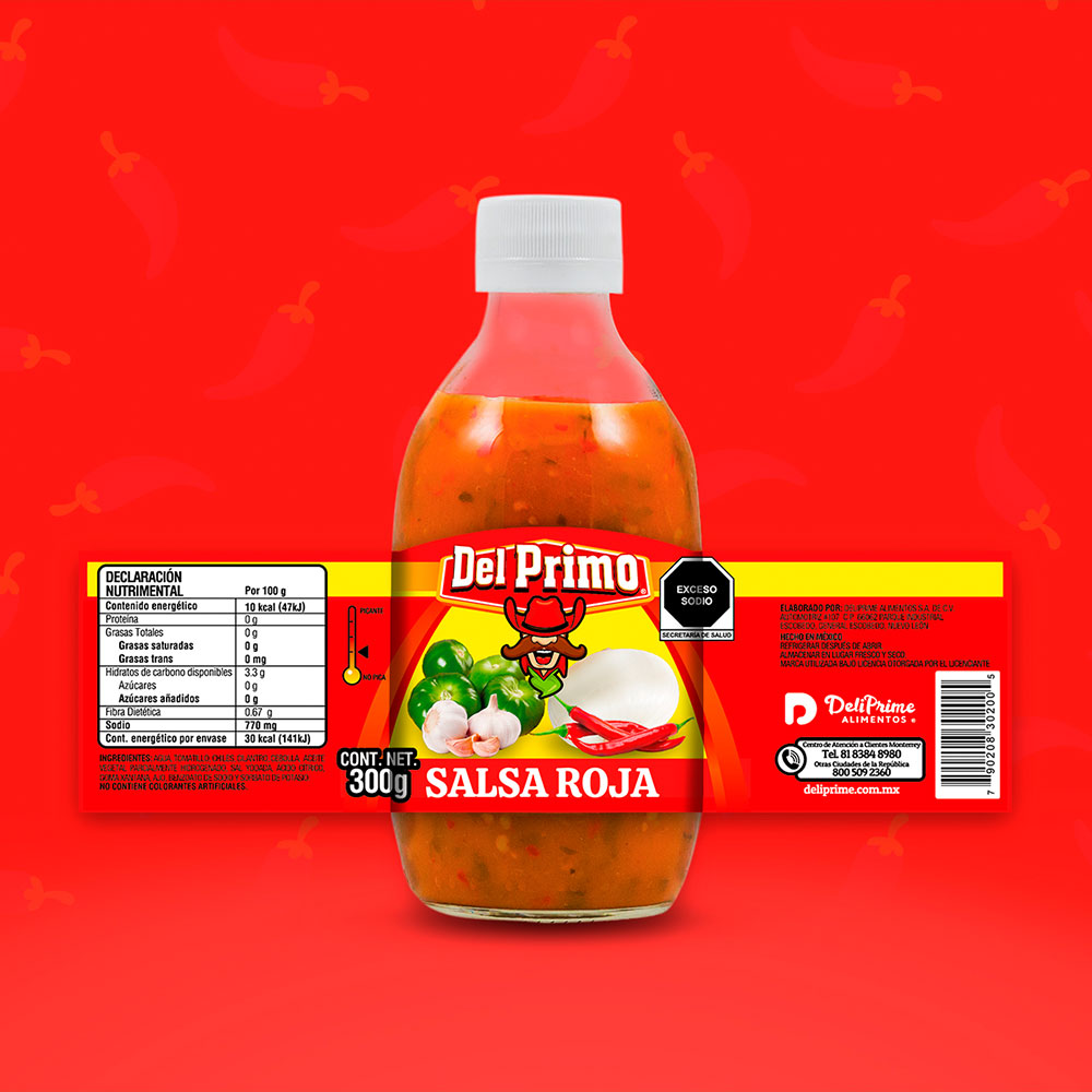 etiqueta de salsa roja Del Primo
