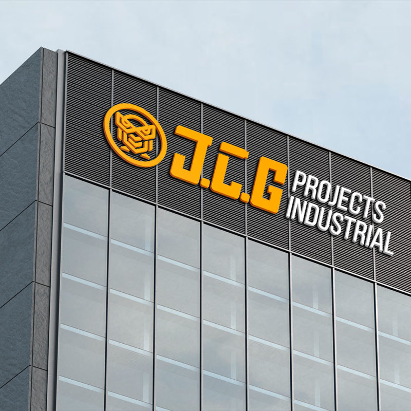 logotipo en letras corpóreas JCG Projects industrial